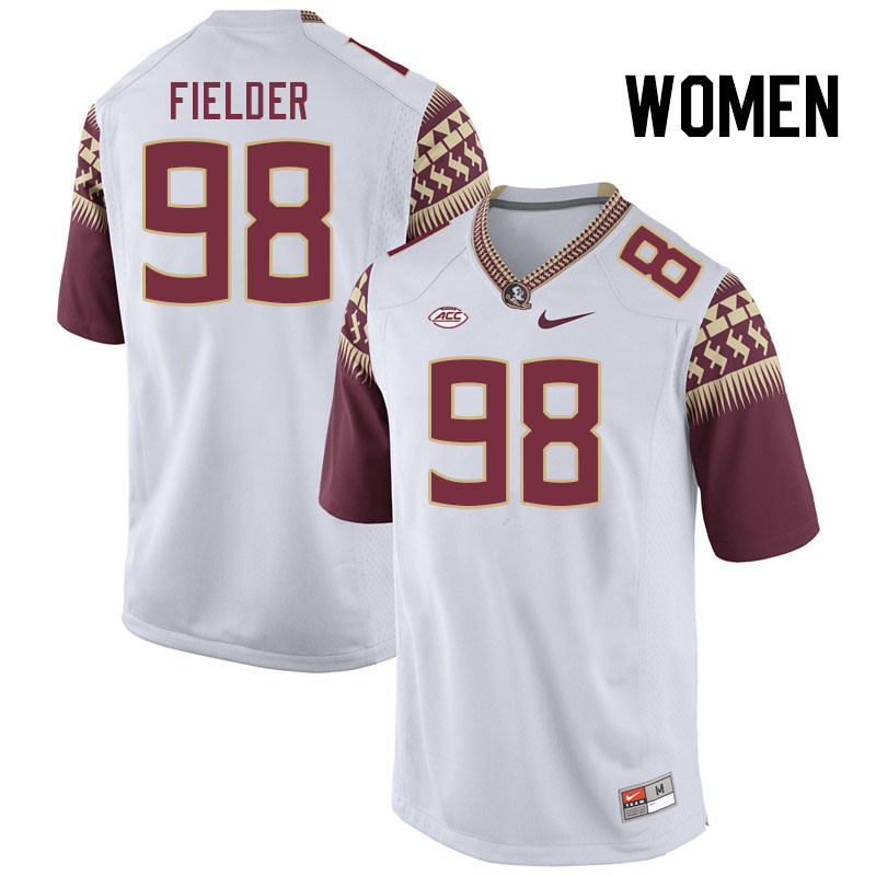 Women #98 Grant Fielder Florida State Seminoles College Football Jerseys Stitched Sale-White - Click Image to Close